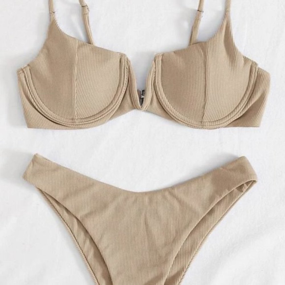 SHEIN tan spandex bikini - size M